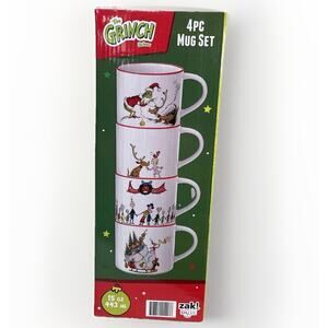 The Grinch Stole Christmas 4 Piece Mugs 15oz Set Dr. Seuss Zak! Whoville New